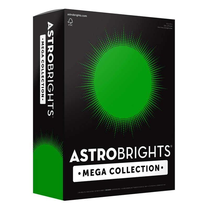 Astrobrights Mega Collection, Colored Cardstock, Ultra Green, 320 Sheets, 65 lb/176 gsm, 8.5" x 11" - MORE SHEETS! (91678) - Image 1